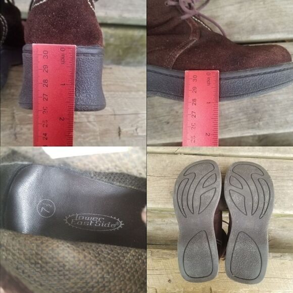 Vintage 90s y2k Lower East Side Brown Suede Leather Chunky Platform Ankle Boots - Picture 4 of 9